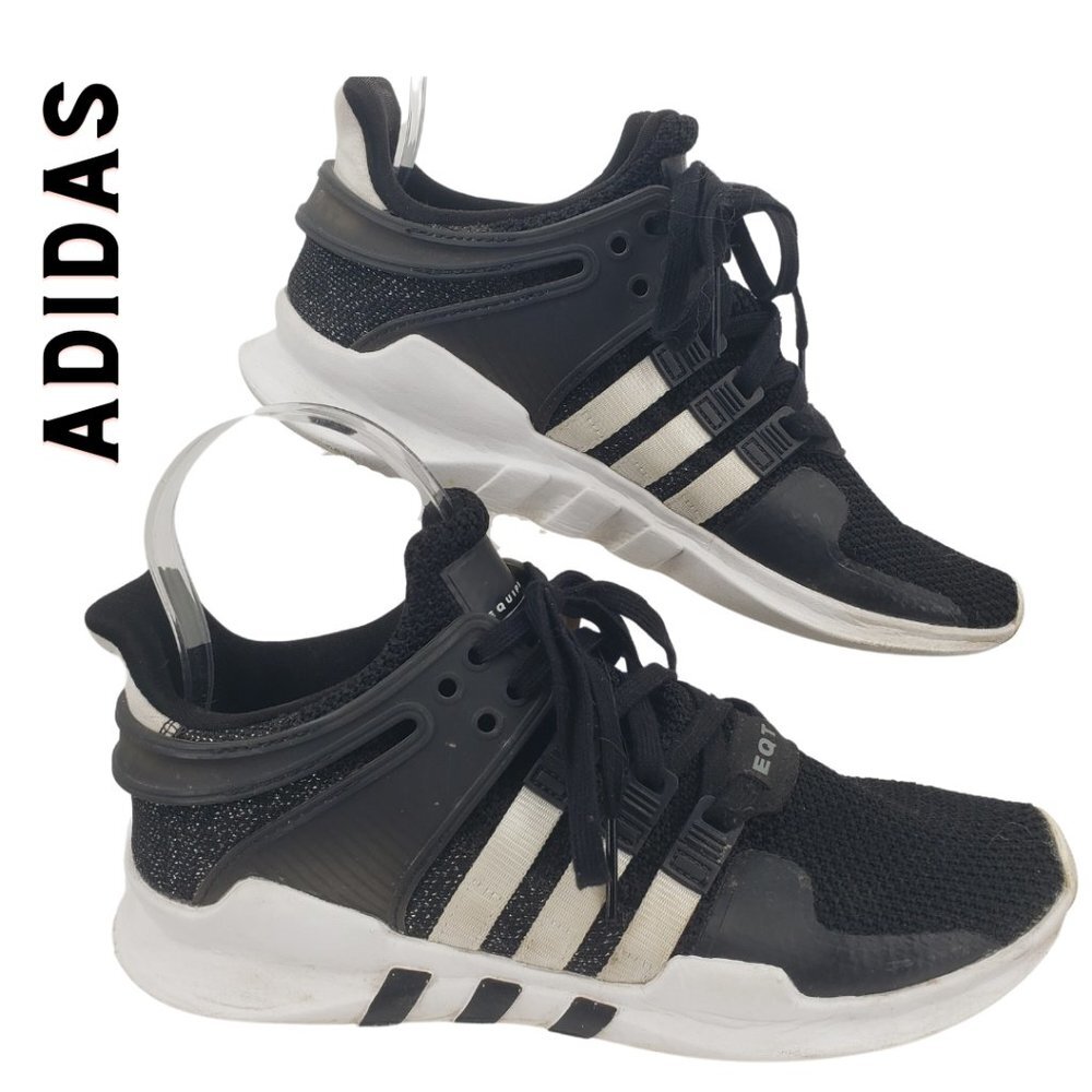 ADIDAS EQT Equipment Support ADV Flyknit Running Shoe Black Sparkle M8/W9‎